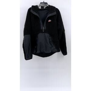 NIKE Men's Vintage Black Sherpa Embroidered Patch Half-Zip Jacket SZ XS